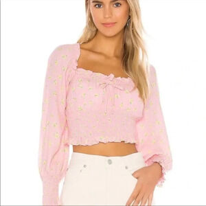 NWT Faithfull the Brand Anthropologie Ella Top in Pink Luda Floral | Size 4